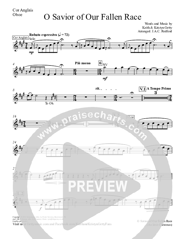 O Savior Of Our Fallen Race Oboe (Keith & Kristyn Getty)