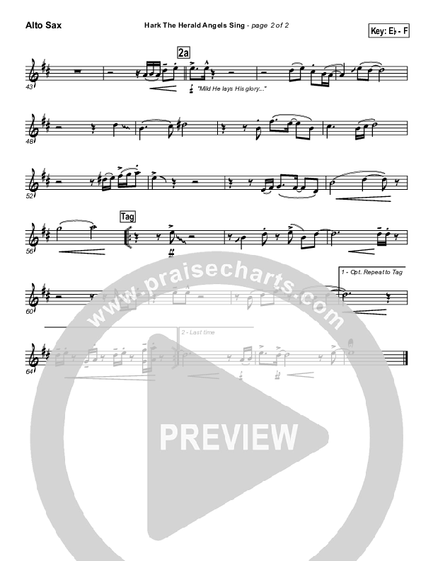 Hark The Herald Angels Sing Alto Sax (PraiseCharts Band / Arr. Daniel Galbraith / Joel Mott)