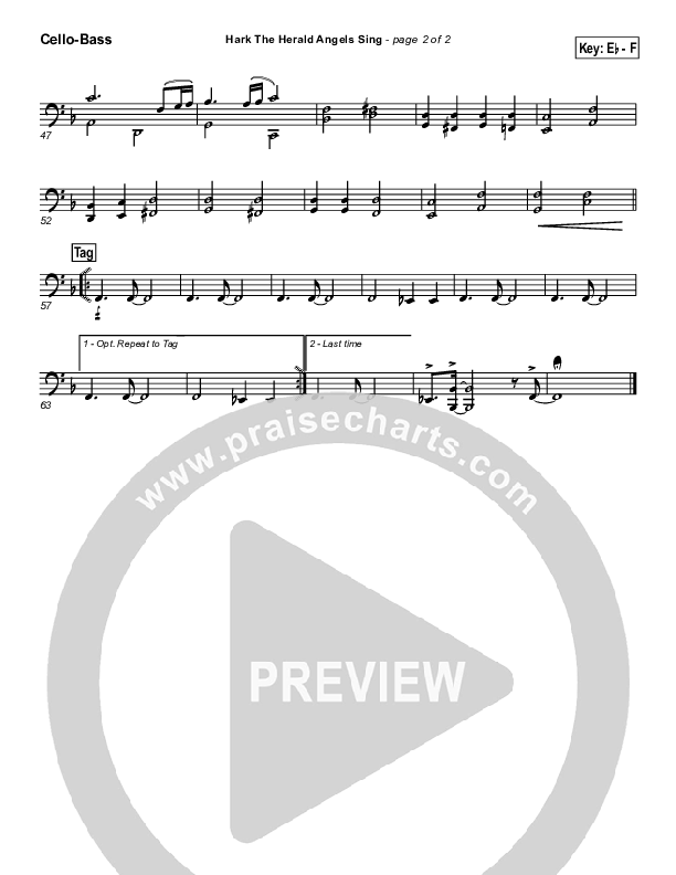 Hark The Herald Angels Sing Cello/Bass (PraiseCharts Band / Arr. Daniel Galbraith / Joel Mott)