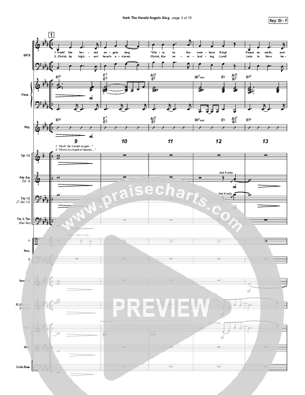 Hark The Herald Angels Sing Conductor's Score (PraiseCharts Band / Arr. Daniel Galbraith / Joel Mott)