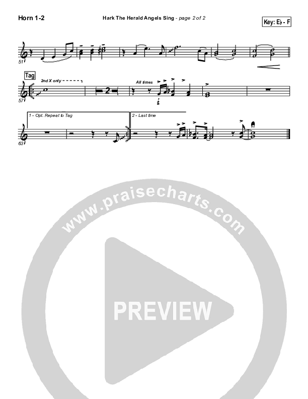 Hark The Herald Angels Sing French Horn 1/2 (PraiseCharts Band / Arr. Daniel Galbraith / Joel Mott)