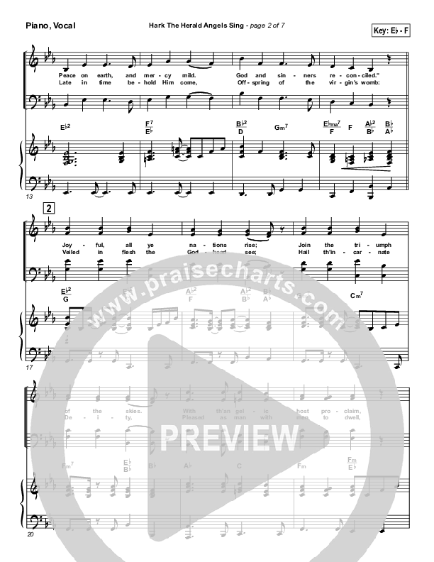 Hark The Herald Angels Sing Piano/Vocal (PraiseCharts Band / Arr. Daniel Galbraith / Joel Mott)