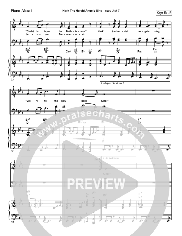 Hark The Herald Angels Sing Piano/Vocal & Lead (PraiseCharts Band / Arr. Daniel Galbraith / Joel Mott)