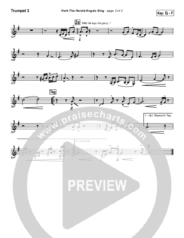 Hark The Herald Angels Sing Trumpet 3 (PraiseCharts Band / Arr. Daniel Galbraith / Joel Mott)