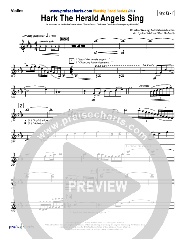 Hark The Herald Angels Sing Violins (PraiseCharts Band / Arr. Daniel Galbraith / Joel Mott)