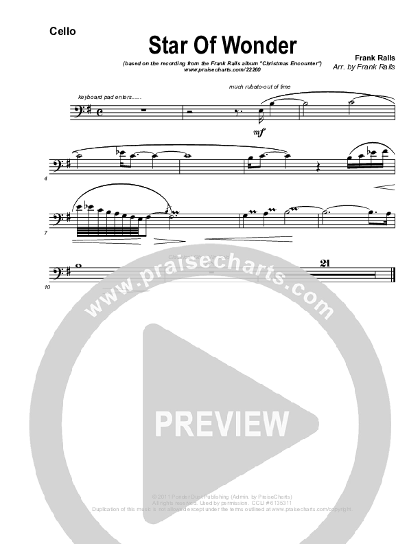 Star Of Wonder Cello (Frank Ralls)