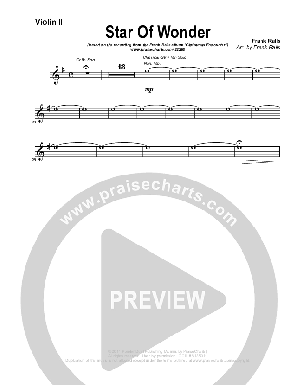 Star Of Wonder Violin 2 (Frank Ralls)