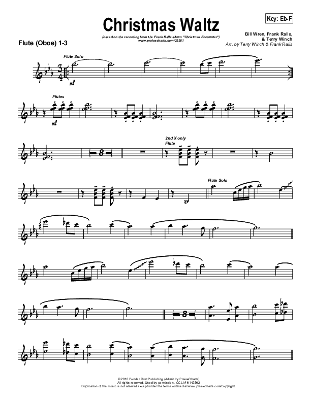 Christmas Waltz (Instrumental) Flute/Oboe 1/2/3 (Frank Ralls)