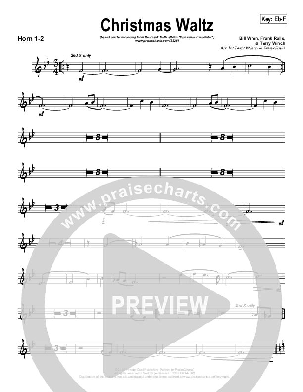 Christmas Waltz (Instrumental) French Horn 1/2 (Frank Ralls)