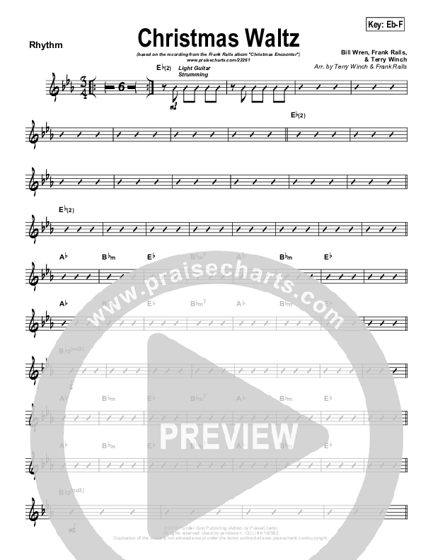 Christmas Waltz (Instrumental) Rhythm Chart (Frank Ralls)
