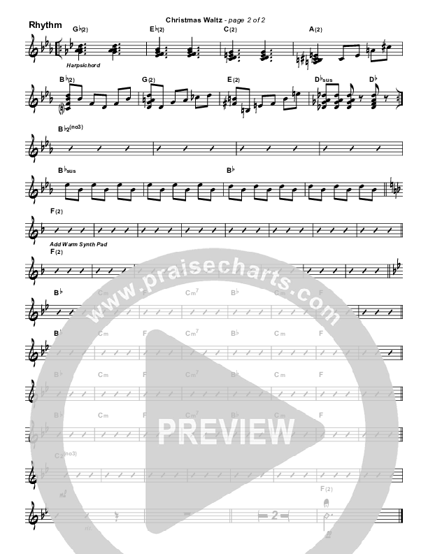 Christmas Waltz (Instrumental) Rhythm Chart (Frank Ralls)