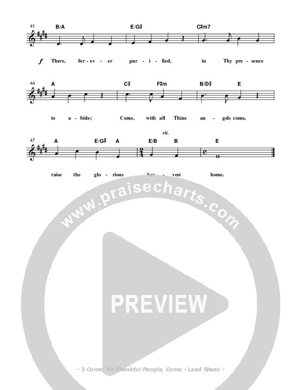 Come Ye Thankful People Come Lead Sheet (Don Chapman)