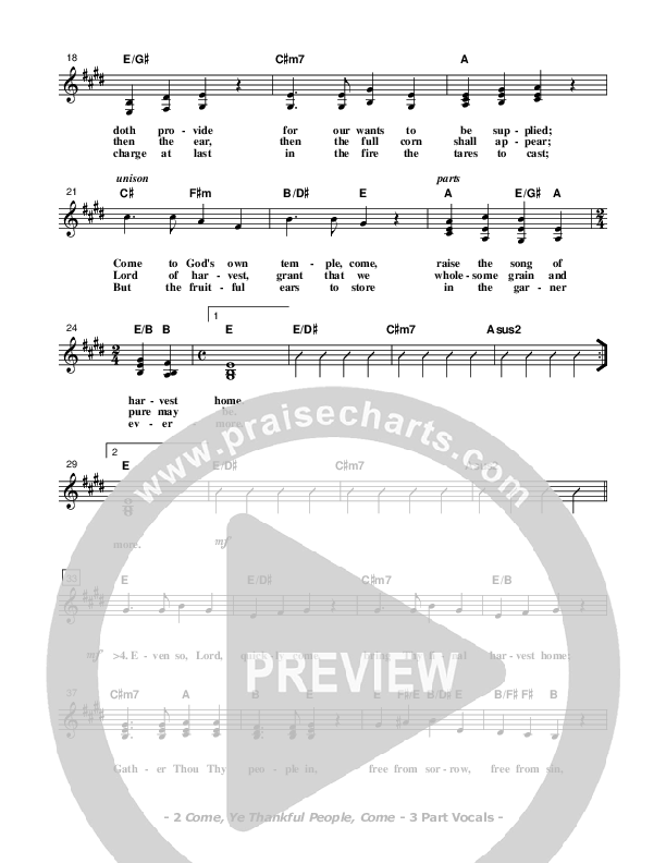 Come Ye Thankful People Come Lead Sheet (SAT) (Don Chapman)