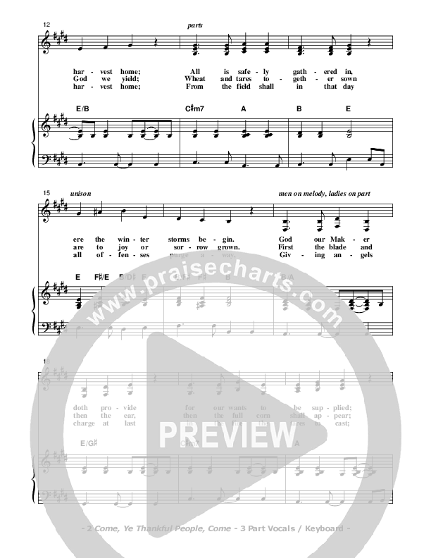 Come Ye Thankful People Come Piano/Vocal (SAT) (Don Chapman)