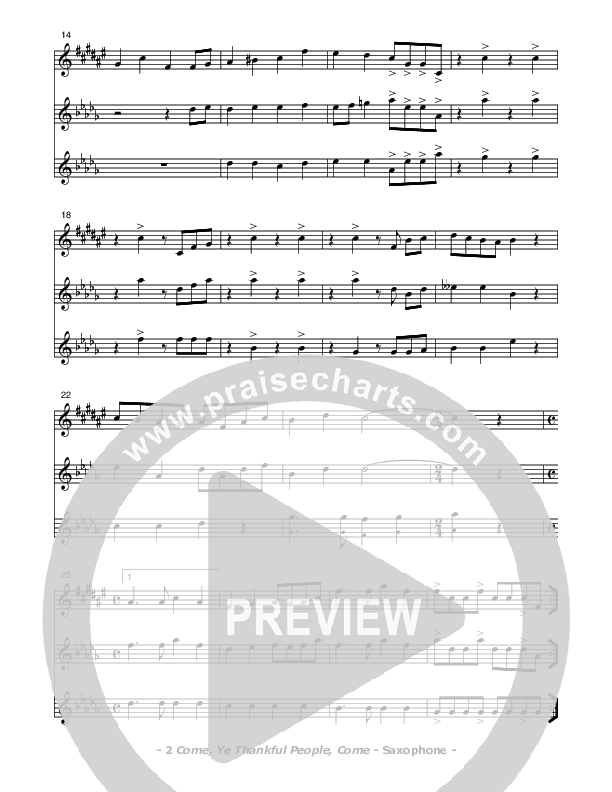 Come Ye Thankful People Come Saxophone (Don Chapman)