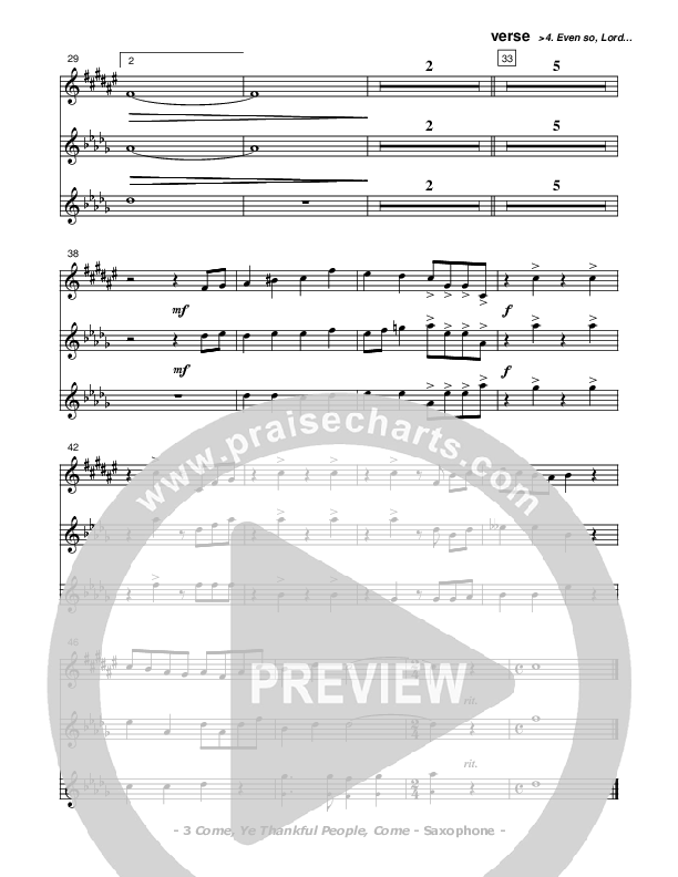 Come Ye Thankful People Come Saxophone (Don Chapman)