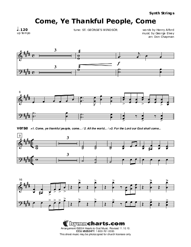 Come Ye Thankful People Come Synth Strings (Don Chapman)