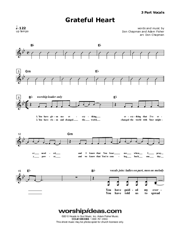 Grateful Heart Lead Sheet (SAT) (Don Chapman)