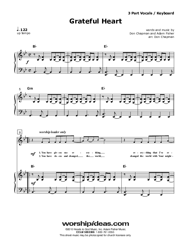 Grateful Heart Piano/Vocal (SAT) (Don Chapman)