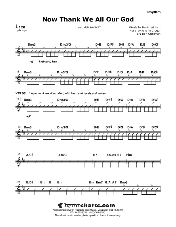 Now Thank We All Our God Rhythm Chart (Don Chapman)