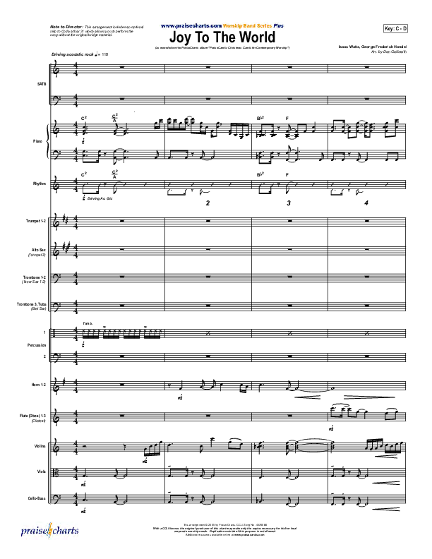 Joy To The World Conductor's Score (PraiseCharts Band / Arr. Daniel Galbraith)