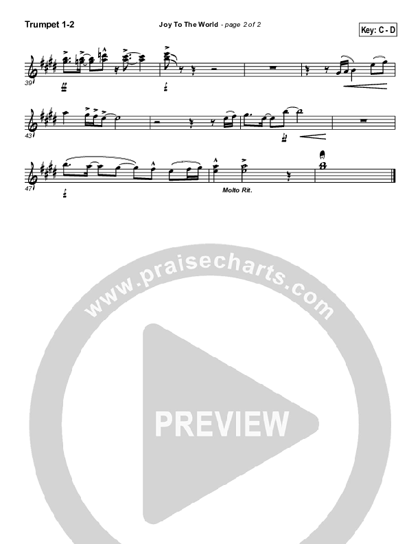 Joy To The World Trumpet 1,2 (PraiseCharts Band / Arr. Daniel Galbraith)