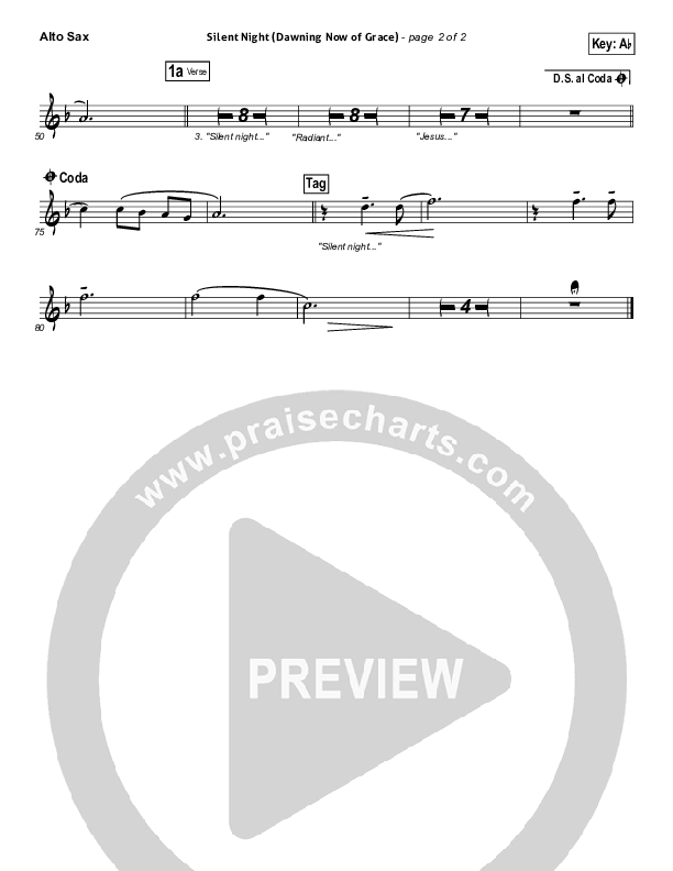 Silent Night (Dawning Now Of Grace) Alto Sax (Essential Worship)