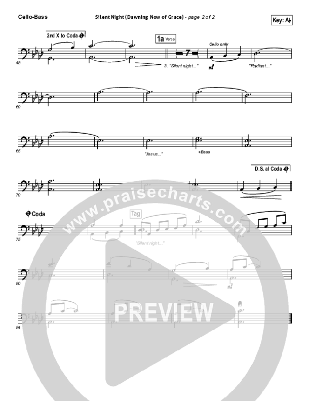 Silent Night (Dawning Now Of Grace) Cello/Bass (Essential Worship)