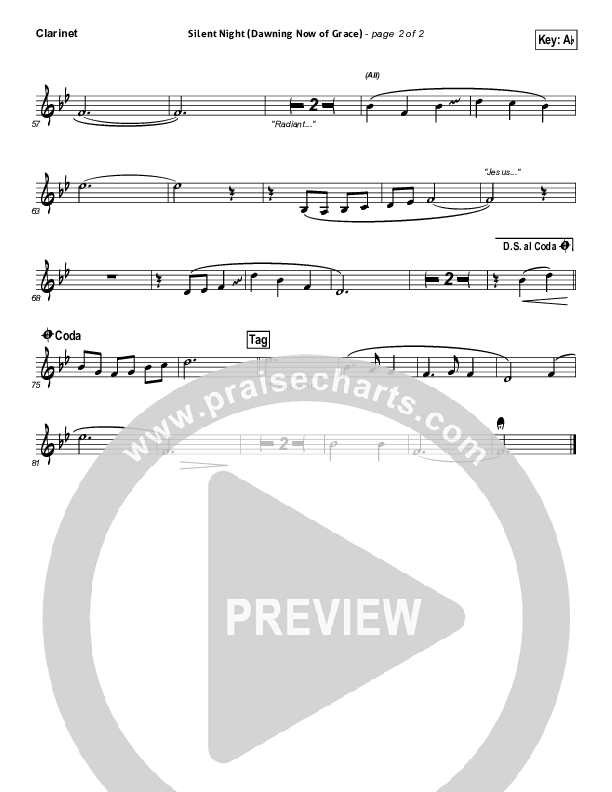 Silent Night (Dawning Now Of Grace) Clarinet (Essential Worship)