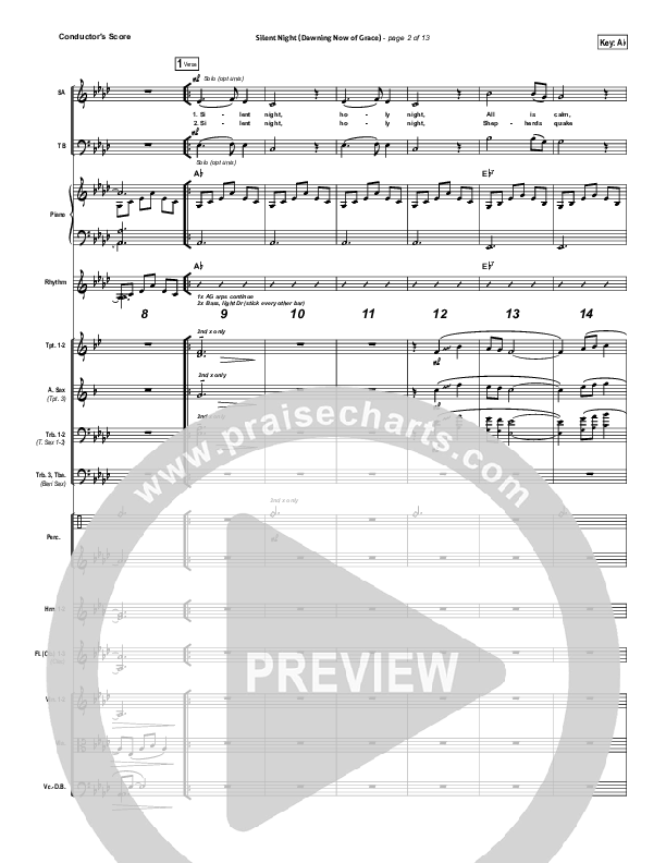 Silent Night (Dawning Now Of Grace) Conductor's Score (Essential Worship)