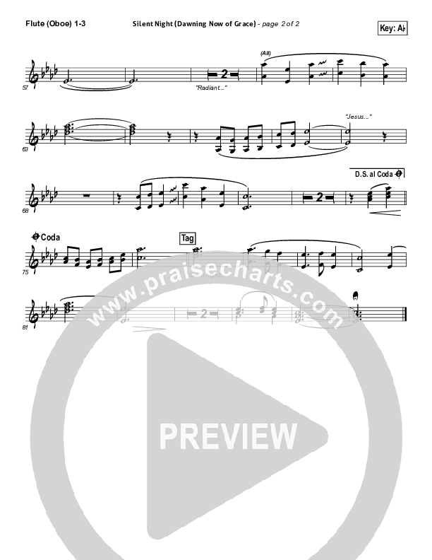 Silent Night (Dawning Now Of Grace) Flute/Oboe 1/2/3 (Essential Worship)