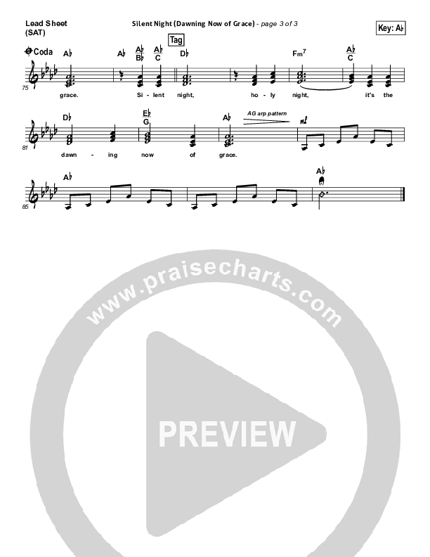 Silent Night (Dawning Now Of Grace) Lead Sheet (SAT) (Essential Worship)