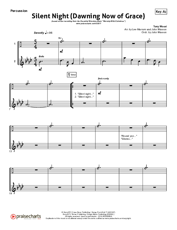 Silent Night (Dawning Now Of Grace) Percussion (Essential Worship)