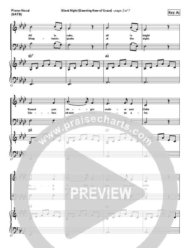 Silent Night (Dawning Now Of Grace) Piano/Vocal (SATB) (Essential Worship)