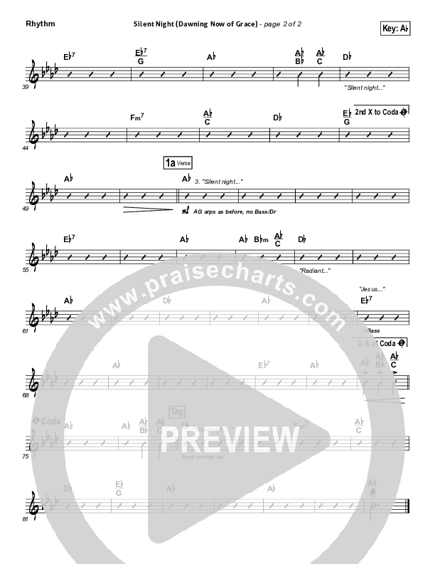 Silent Night (Dawning Now Of Grace) Rhythm Chart (Essential Worship)