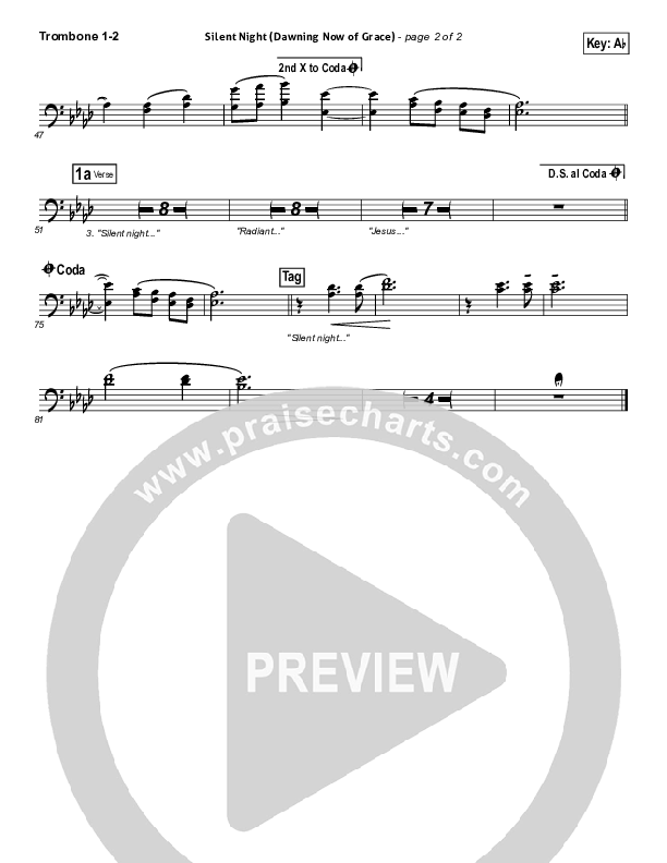 Silent Night (Dawning Now Of Grace) Trombone 1/2 (Essential Worship)