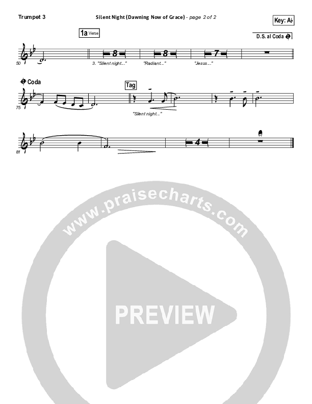 Silent Night (Dawning Now Of Grace) Trumpet 3 (Essential Worship)