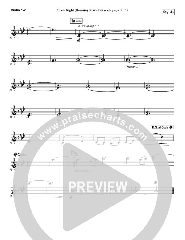 Silent Night (Dawning Now Of Grace) Violin 1/2 (Essential Worship)