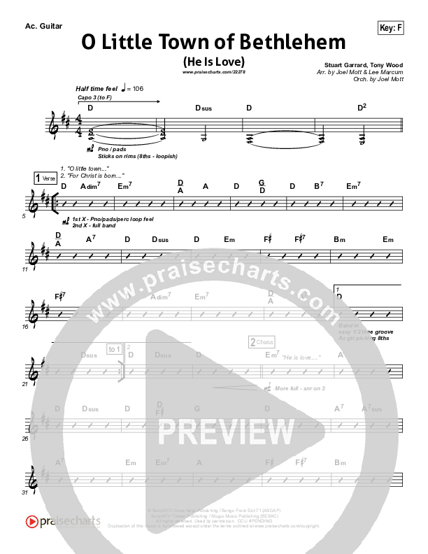 O Little Town Of Bethlehem (He Is Love) Acoustic Guitar (Essential Worship)