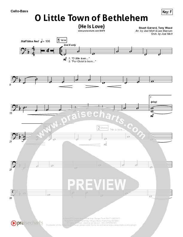 O Little Town Of Bethlehem (He Is Love) Cello/Bass (Essential Worship)