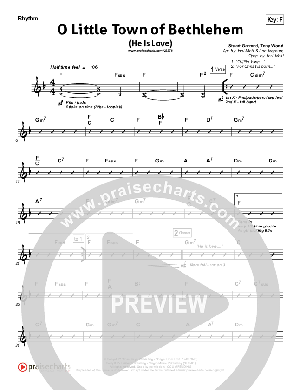 O Little Town Of Bethlehem (He Is Love) Cover Sheet (Essential Worship)