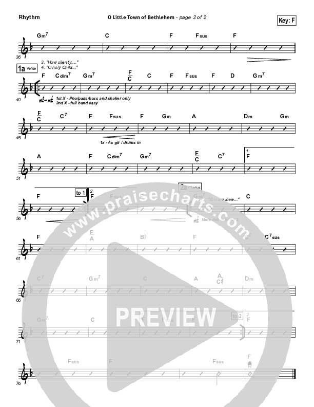 O Little Town Of Bethlehem (He Is Love) Rhythm Chart (Essential Worship)
