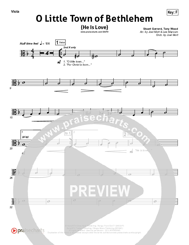 O Little Town Of Bethlehem (He Is Love) Viola (Essential Worship)