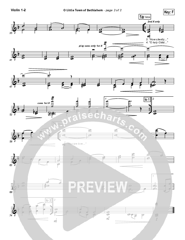 O Little Town Of Bethlehem (He Is Love) Violin 1/2 (Essential Worship)