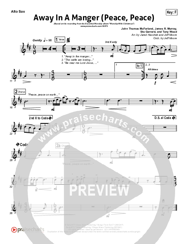 Away In A Manger (Peace Peace) Alto Sax (Essential Worship)