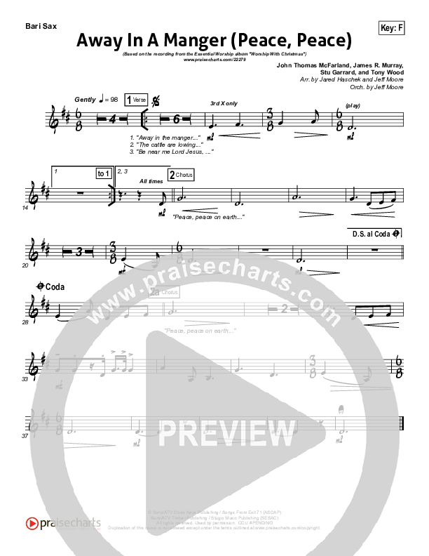 Away In A Manger (Peace Peace) Bari Sax (Essential Worship)