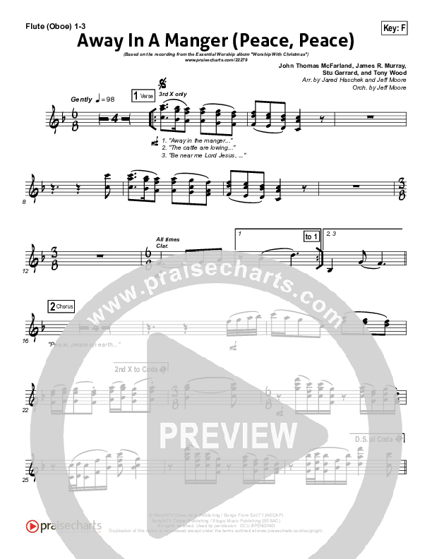 Away In A Manger (Peace Peace) Flute/Oboe 1/2/3 (Essential Worship)
