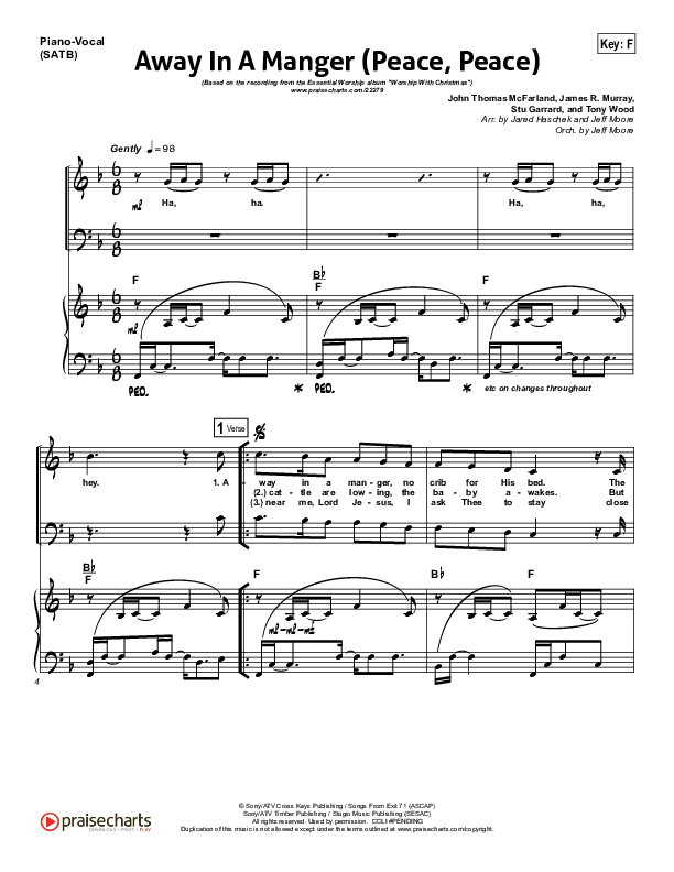 Away In A Manger (Peace Peace) Piano/Vocal (Essential Worship)