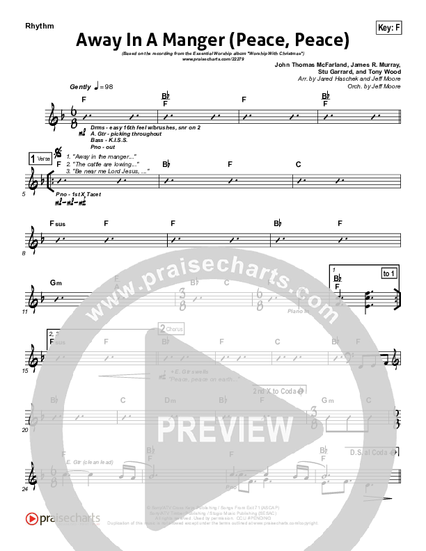 Away In A Manger (Peace Peace) Rhythm Chart (Essential Worship)