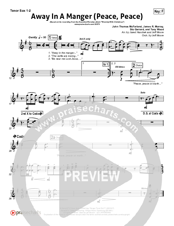 Away In A Manger (Peace Peace) Tenor Sax 1/2 (Essential Worship)